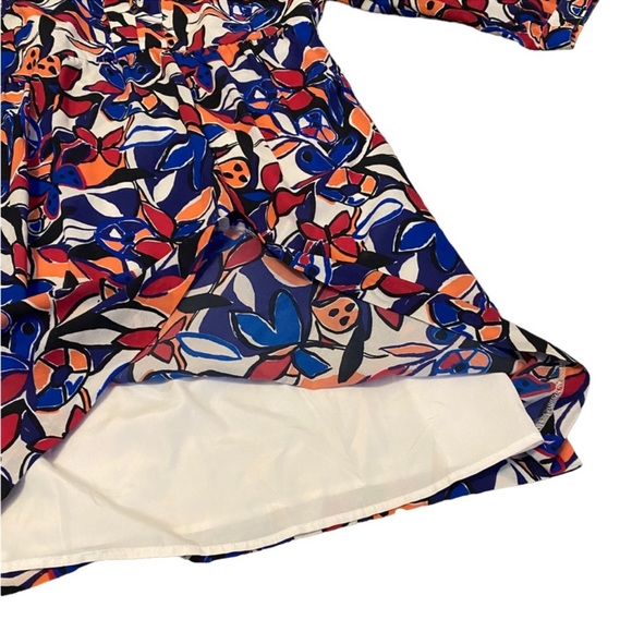 J. Crew Factory bright floral print dress with lace up neckline - Picture 6 of 10